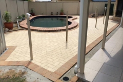 Paved pool area laying Claypave pavers